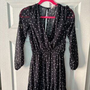 Francesca’s Mi Ami Navy Blue Polka Dot Long Sleeve Dress